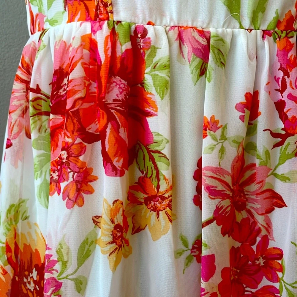 By & By Orange Floral Tiered Corset Midi Dress - Picture 3 of 7